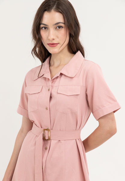 Krizia Collared Button Down Belted Dress