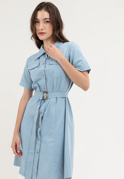 Krizia Collared Button Down Belted Dress