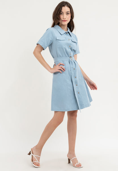 Krizia Collared Button Down Belted Dress