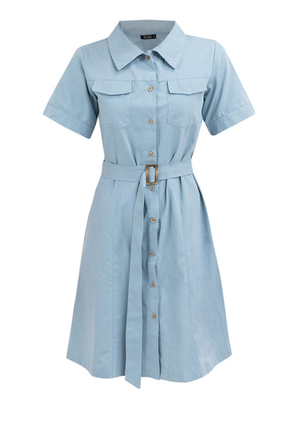 Krizia Collared Button Down Belted Dress