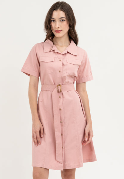 Krizia Collared Button Down Belted Dress