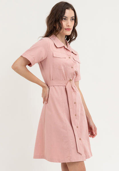 Krizia Collared Button Down Belted Dress