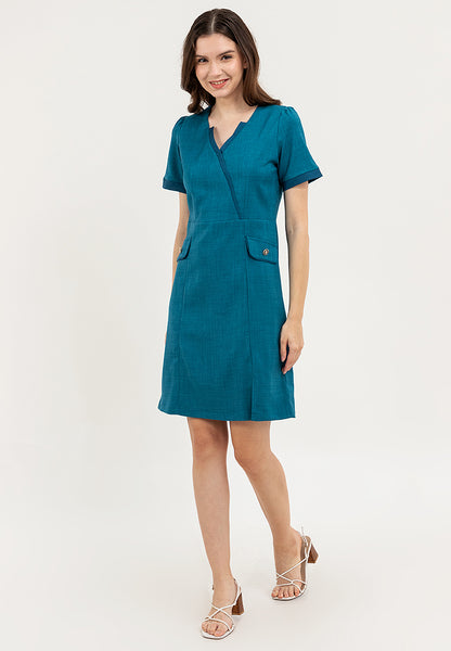Krizia Classic Mock Wrap Dress with Flaps Pocket on the Side