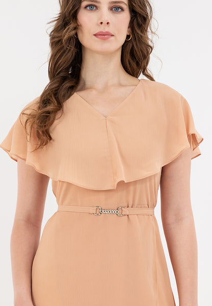Krizia Capelet Midi Dress with Crystal Belt