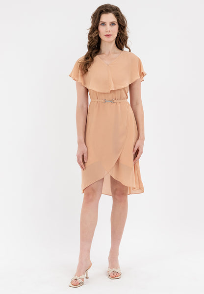 Krizia Capelet Midi Dress with Crystal Belt