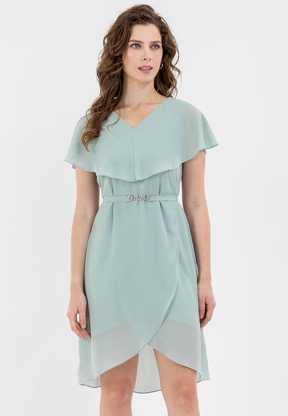 Krizia Capelet Midi Dress with Crystal Belt