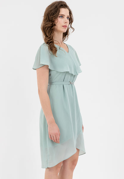 Krizia Capelet Midi Dress with Crystal Belt