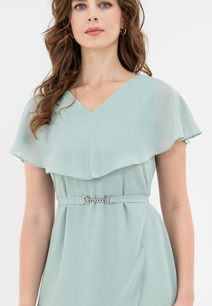 Krizia Capelet Midi Dress with Crystal Belt