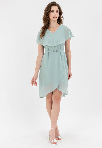 Krizia Capelet Midi Dress with Crystal Belt