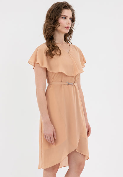 Krizia Capelet Midi Dress with Crystal Belt