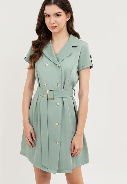 Krizia Double Breasted Trench Dress with Belt
