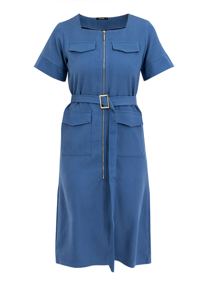 Krizia Square Neck Front Zipper Dress