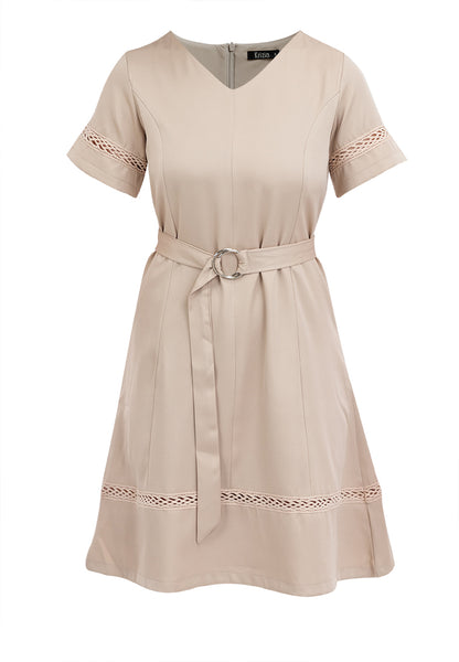 Krizia Lace Trimming Shift Dress with Belt
