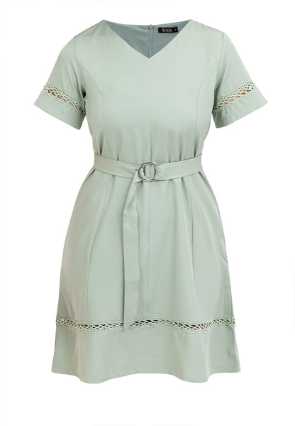Krizia Lace Trimming Shift Dress with Belt