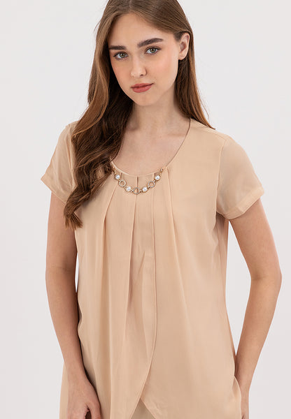 Premium Overlay Shift Dress with Detatchable Chain Necklace