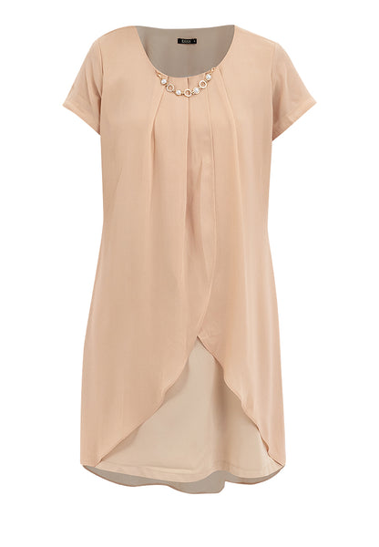 Premium Overlay Shift Dress with Detatchable Chain Necklace