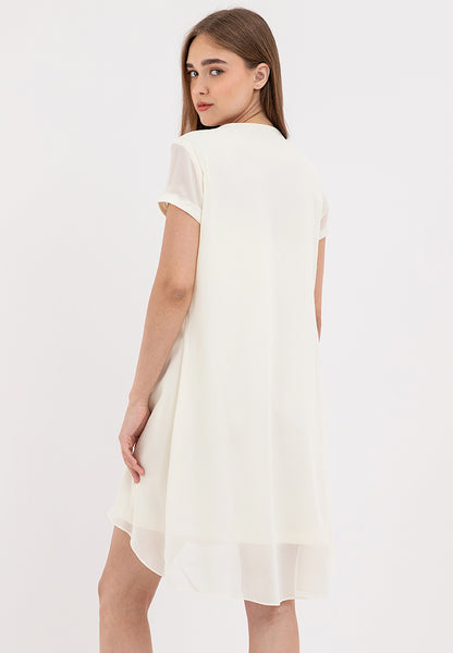 Premium Overlay Shift Dress with Detatchable Chain Necklace