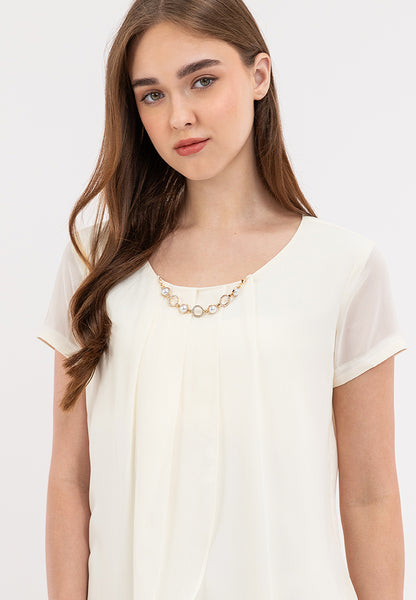 Premium Overlay Shift Dress with Detatchable Chain Necklace