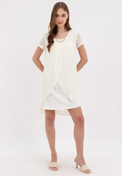 Premium Overlay Shift Dress with Detatchable Chain Necklace