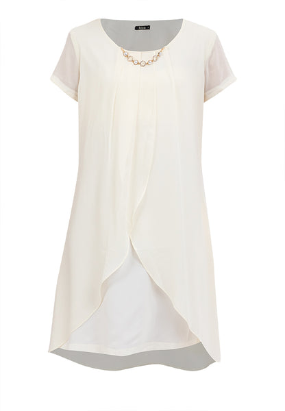Premium Overlay Shift Dress with Detatchable Chain Necklace