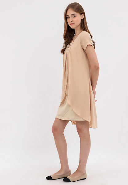 Premium Overlay Shift Dress with Detatchable Chain Necklace