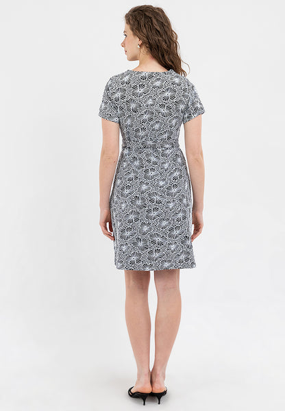 Krizia Special Fabric Square Neck Belted Shift Dress
