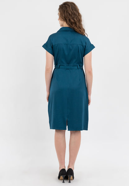 Krizia Button Down Front Flaps Belted Shift Dress
