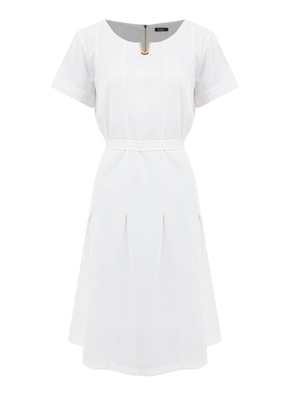 V-Detail Tie Waist Shirt Dress