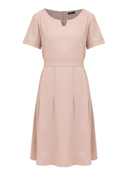 V-Detail Tie Waist Shirt Dress