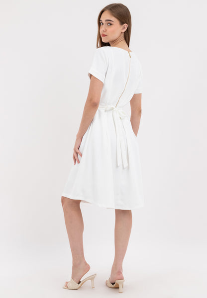 V-Detail Tie Waist Shirt Dress