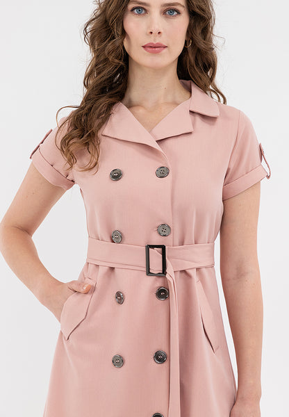 Krizia Double Breasted Trench Dress With Belt