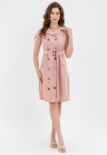 Krizia Double Breasted Trench Dress With Belt