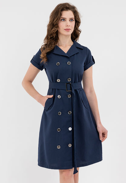 Krizia Double Breasted Trench Dress With Belt