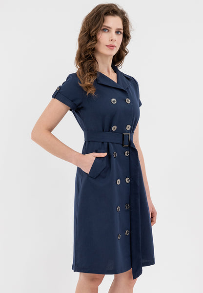Krizia Double Breasted Trench Dress With Belt