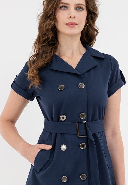 Krizia Double Breasted Trench Dress With Belt