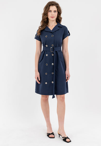 Krizia Double Breasted Trench Dress With Belt