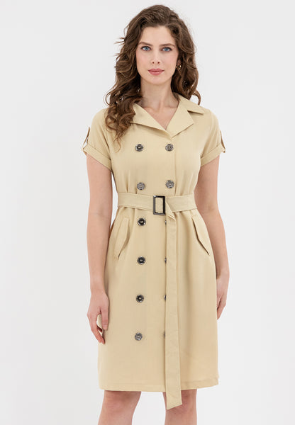 Krizia Double Breasted Trench Dress With Belt