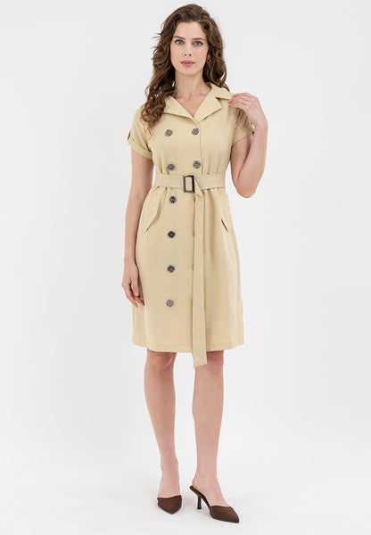 Krizia Double Breasted Trench Dress With Belt