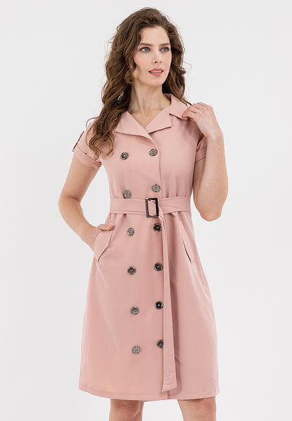 Krizia Double Breasted Trench Dress With Belt