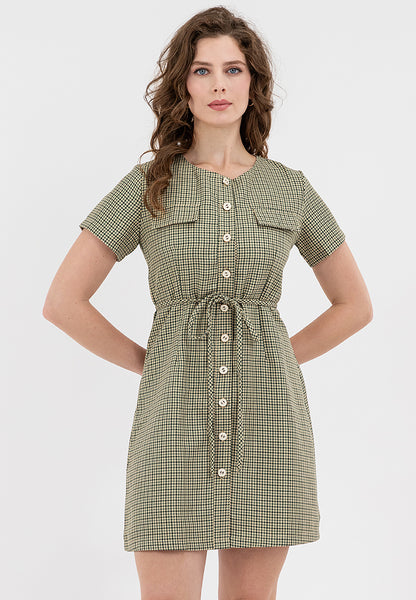 Krizia Button Down Tie Waist TwKrizia Button Down Tie Waist Tweed Dressed Dress