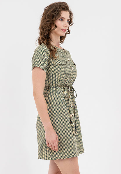 Krizia Button Down Tie Waist TwKrizia Button Down Tie Waist Tweed Dressed Dress