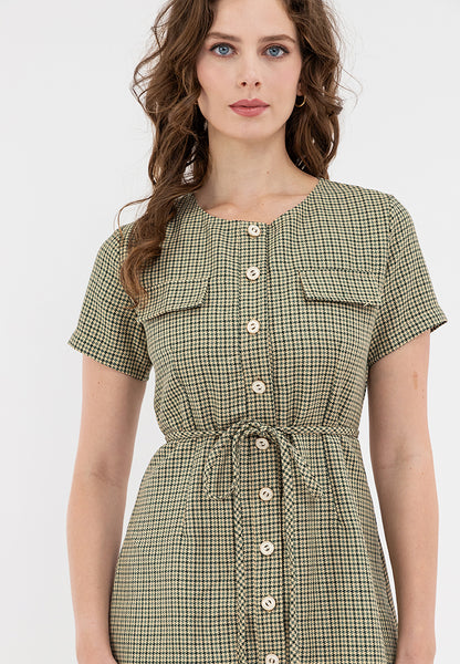 Krizia Button Down Tie Waist TwKrizia Button Down Tie Waist Tweed Dressed Dress