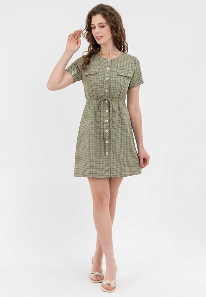 Krizia Button Down Tie Waist TwKrizia Button Down Tie Waist Tweed Dressed Dress