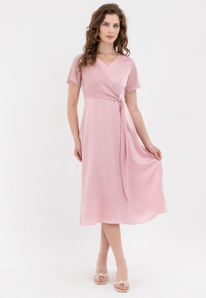 Krizia Wrap Style Side Tie V-Neck Dress