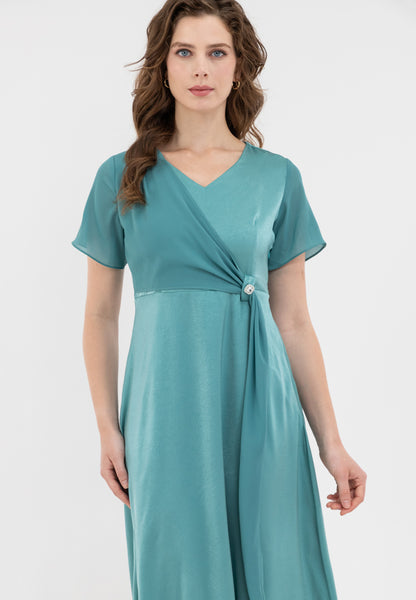 Krizia Wrap Style Side Tie V-Neck Dress