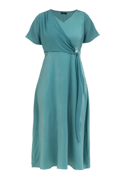 Krizia Wrap Style Side Tie V-Neck Dress