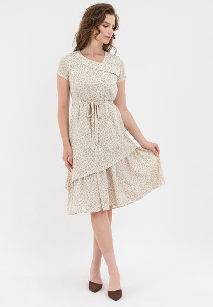 Krizia Asymmetrical Hemline Tie Waist Printed Dress