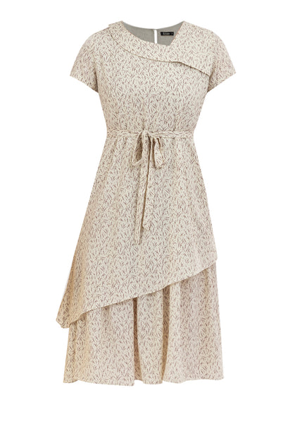 Krizia Asymmetrical Hemline Tie Waist Printed Dress