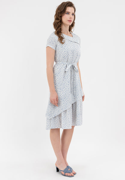Krizia Asymmetrical Hemline Tie Waist Printed Dress