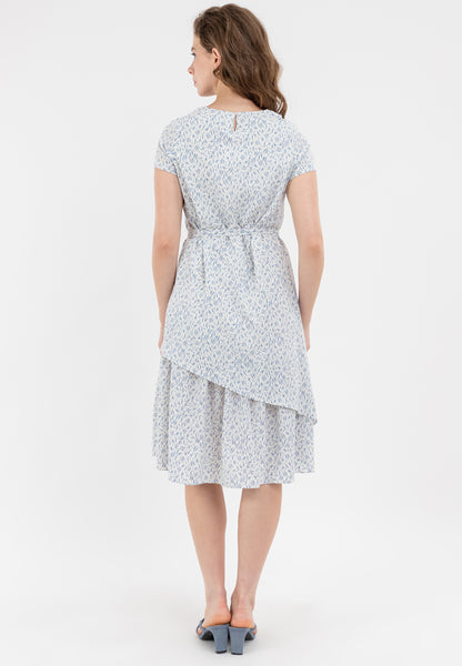 Krizia Asymmetrical Hemline Tie Waist Printed Dress